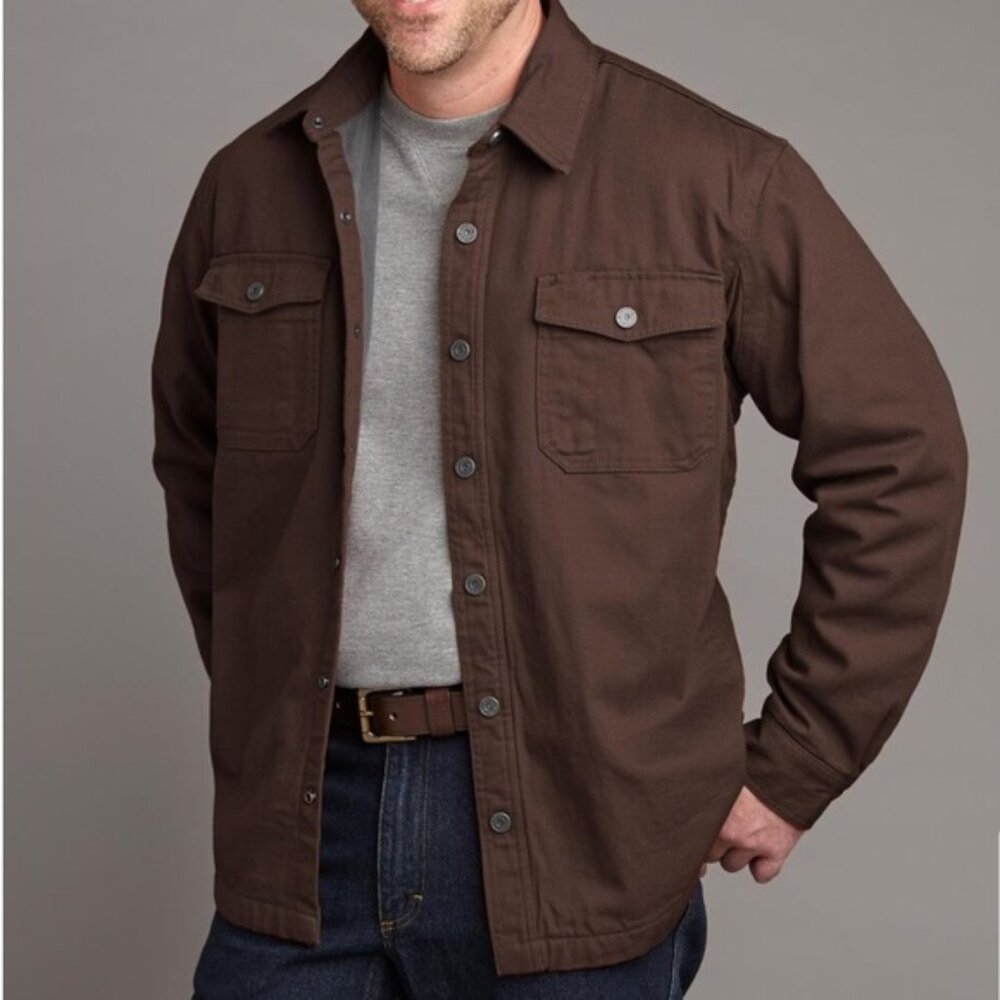 Duluth Trading Co Hanger Bender Fire Hose Fleece Lined Shirt Jacket NEW